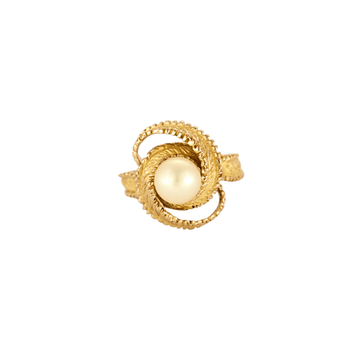 Bague 51 Bague Ruban ajourée en or jaune 18 carats et perle de culture 58 Facettes BO/250001