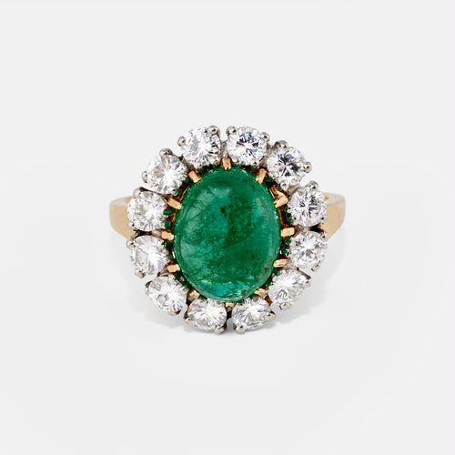 Bague VAN CLEEF & ARPELS - Bague Or Jaune, Platine, Émeraude et Diamants 58 Facettes