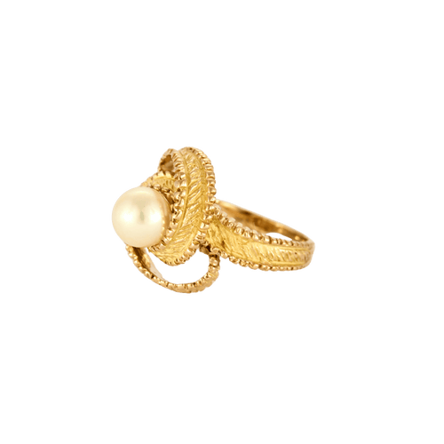 Bague 51 Bague Ruban ajourée en or jaune 18 carats et perle de culture 58 Facettes BO/250001