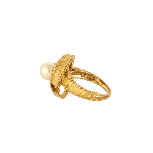 Bague 51 Bague Ruban ajourée en or jaune 18 carats et perle de culture 58 Facettes BO/250001