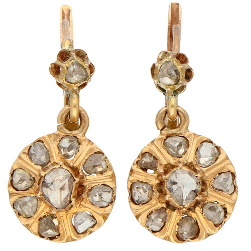 Boucles d'oreilles Boucles d'oreilles dormeuses en or 18 carats et diamants taille rose 58 Facettes 2E6DBF8EECAC4B5D8FFCB15528EF8977