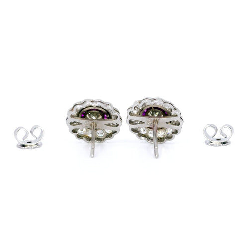 Boucles d'oreilles Boucles d’oreilles en platine avec diamants et rubis 58 Facettes D142CB1AA0A44E93A57F3964C740BA1D