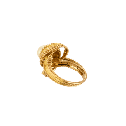 Bague 51 Bague Ruban ajourée en or jaune 18 carats et perle de culture 58 Facettes BO/250001