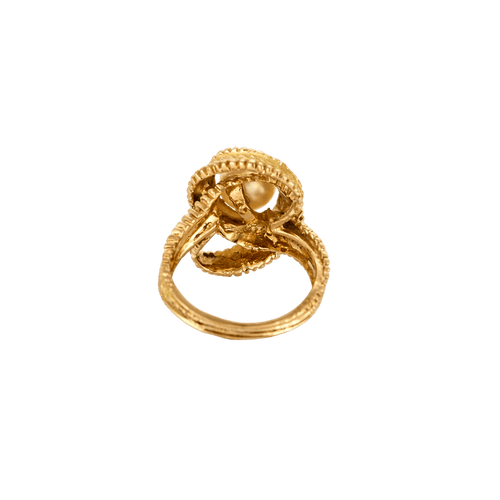 Bague 51 Bague Ruban ajourée en or jaune 18 carats et perle de culture 58 Facettes BO/250001