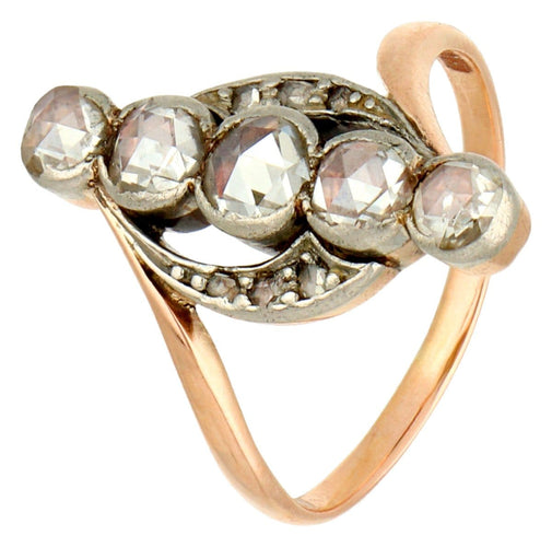 Bague 52 Bague croisée en or jaune 14k et platine avec diamants 58 Facettes C3C8A6E2724240659F1268E9F0F09A1A