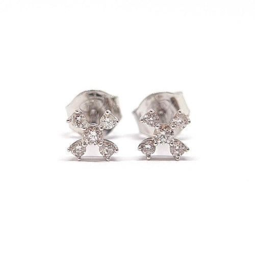 Boucles d'oreilles Boucles d'oreilles croix diamants or blanc 58 Facettes