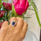 Bague 56 Bague grappe - Platine et or jaune 18 carats saphir Verneuil et diamants 58 Facettes 8D002BD48192446EA6F6A06BFF10CE00