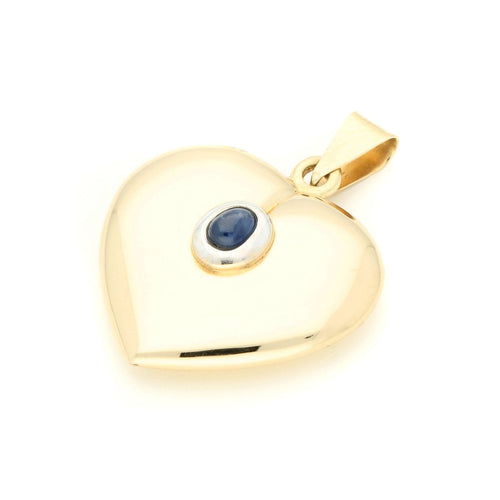 Pendentif Pendentif cœur en or jaune 14k avec saphir cabochon 58 Facettes 237D87633CB44D3CA04D07038344063A