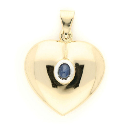 Pendentif Pendentif cœur en or jaune 14k avec saphir cabochon 58 Facettes 237D87633CB44D3CA04D07038344063A