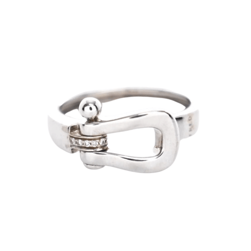 Bague 49 FRED - Bague Force 10 Ruban mini or blanc et diamant 58 Facettes 92678
