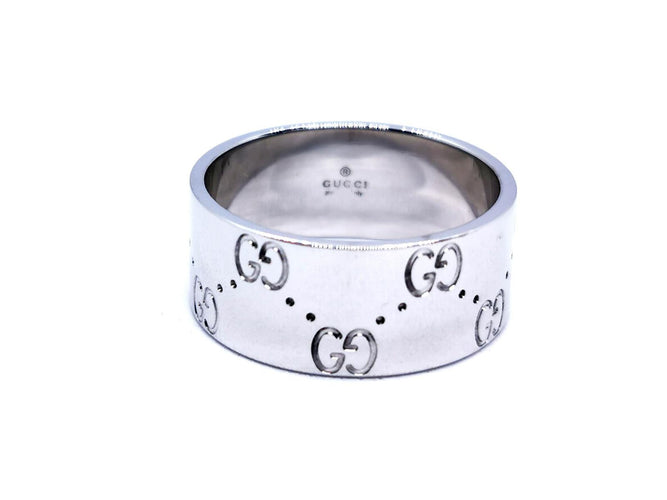 Bague 59 Gucci Icon - Bague grand modèle en or blanc 18 carats 58 Facettes 894446CN