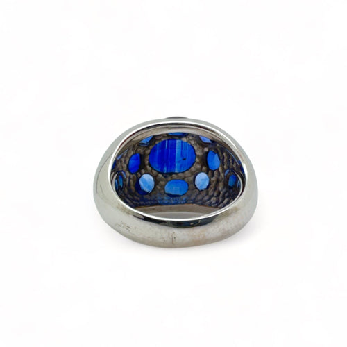 Bague 51 Bague cocktail ovale en or blanc et saphirs 58 Facettes