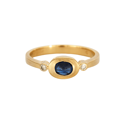 Bague 56 Bague jonc en or jaune, saphir et diamants 58 Facettes SPEV 13
