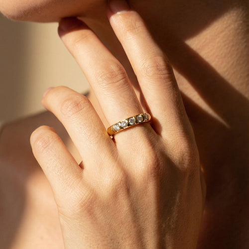 Bague 60.5 Bague demi-memory vintage en or jaune 14 carats et diamants 58 Facettes