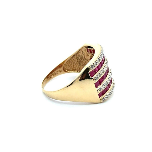Bague 55 Bague vintage en or jaune, diamants et rubis 58 Facettes 50358