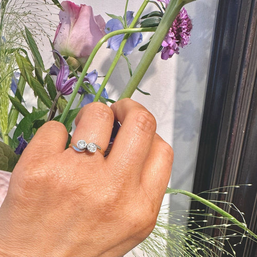 Bague 50.5 Bague Toi et Moi en or jaune 18 carats et platine, diamants 58 Facettes 5313ECE474A6486682BAC5A47E2D50B7