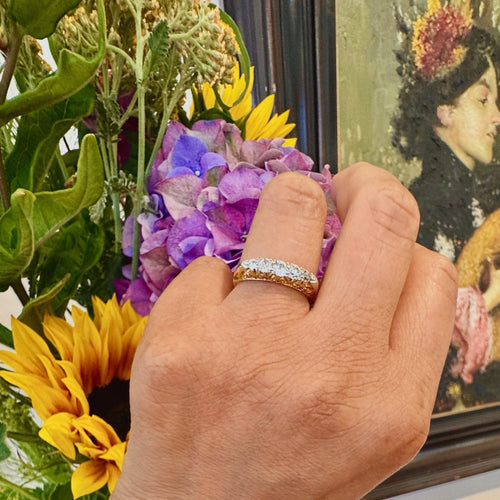 Bague 54 Bague rangée en or jaune et blanc 18 carats et diamants 58 Facettes ABC794FCE91E4FDFA54DF932F88E235B