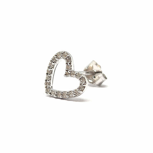Boucles d'oreilles Boucle d’oreille cœur en or blanc 18 carats et diamants 58 Facettes