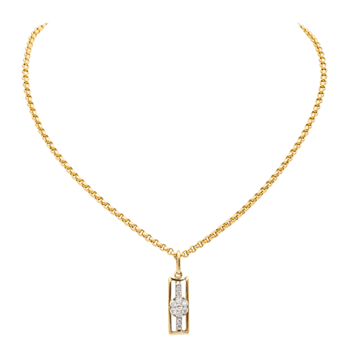 Collier Collier - Chaîne maille jaseron et pendentif en or jaune et diamants 58 Facettes 978809CD