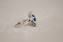 Bague 49 Art déco - Bague en platine avec saphir bleu et diamants 58 Facettes