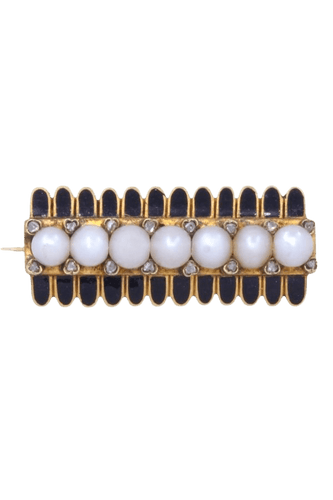 BROCHE ANCIENNE PERLES ÉMAIL ET DIAMANTS 58 Facettes 095641