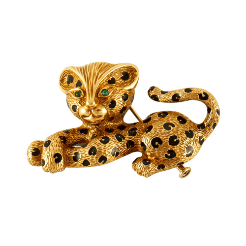 Broche FRED - Broche Panthère Or et Email 58 Facettes KZ16
