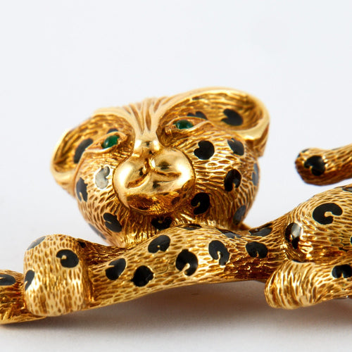 Broche FRED - Broche Panthère Or et Email 58 Facettes KZ16