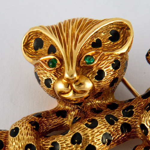 Broche FRED - Broche Panthère Or et Email 58 Facettes KZ16