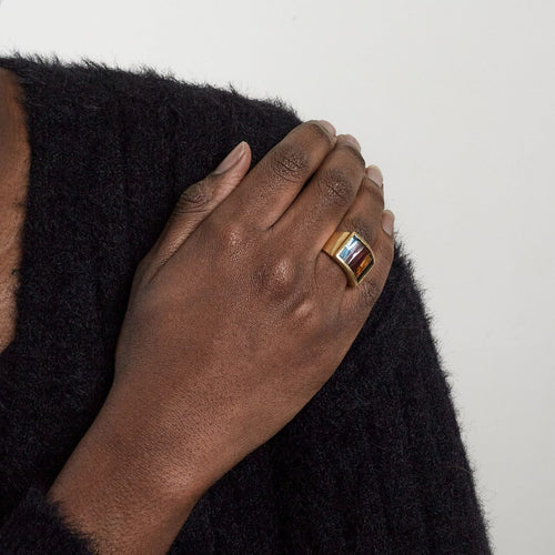 Bague 55 STERN - Bague pont or jaune, pierres fines de couleur 58 Facettes DV0495-4