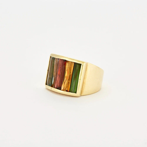 Bague 55 STERN - Bague pont or jaune, pierres fines de couleur 58 Facettes DV0495-4