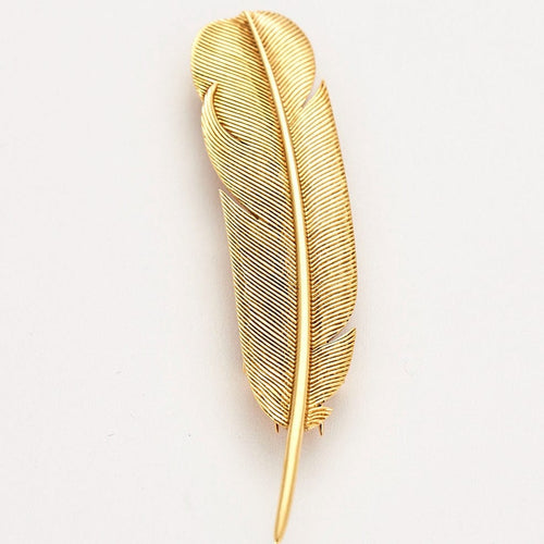Broche HERMES - Broche "Plume" en or jaune 58 Facettes DV0526-1