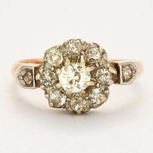 Bague 49 Bague à motif floral en or rose, or gris, et diamants 58 Facettes DV0528-1