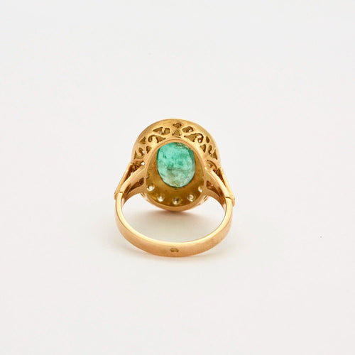 Bague Bague or jaune et émeraude, diamants. 58 Facettes DV0569-3