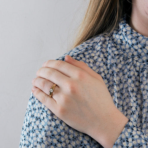 Bague 53 Bague solitaire en or jaune et diamants 58 Facettes DV0574 - 1