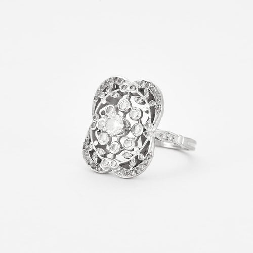 Bague 53 Bague en or gris et diamants 58 Facettes DV2329-3