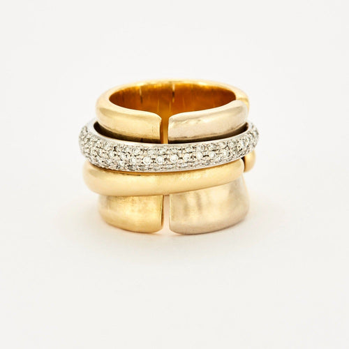 Bague 55 Bague Pomellato - Tubolare or jaune, or gris et diamants 58 Facettes DV1747-8