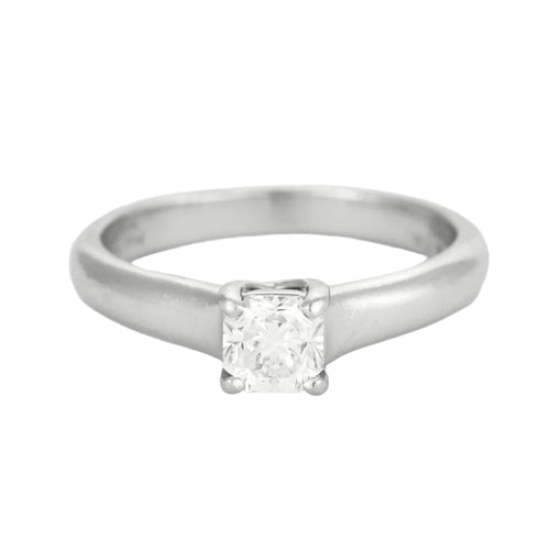 Bague 47 TIFFANY - Bague solitaire Lucida platine et diamants 58 Facettes DV2871-2