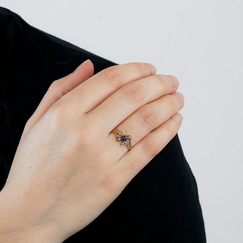 Bague 57 Bague saphir et perles 58 Facettes DV0608-5