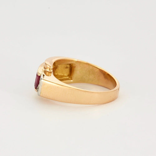 Bague 53 Bague Tank - or jaune diamants et rubis de synthèse 58 Facettes DV2939-1