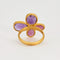 Bague 52 Claire de Divonne- Bague "Fleur" en or jaune améthystes et grenats. 58 Facettes DV3020-9