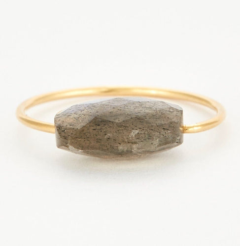 Bague 54 MORGANE BELLO - Bague or jaune et labradorite 58 Facettes DV0624-24