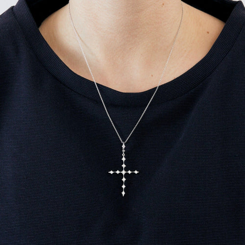 Collier Collier platine et pendentif croix orné diamants 58 Facettes DV0624-16