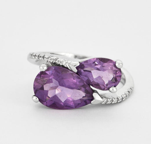 Bague Bague Toi et Moi en or gris et améthystes 58 Facettes DV0624-22