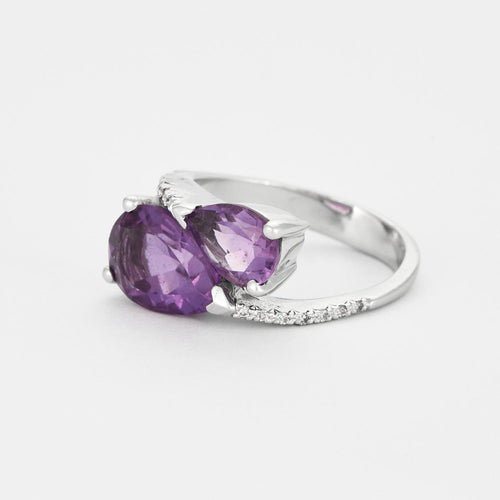 Bague Bague Toi et Moi en or gris et améthystes 58 Facettes DV0624-22