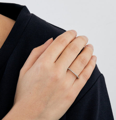 Bague 51 Demi-alliance en or blanc et diamants 58 Facettes DV0624-20