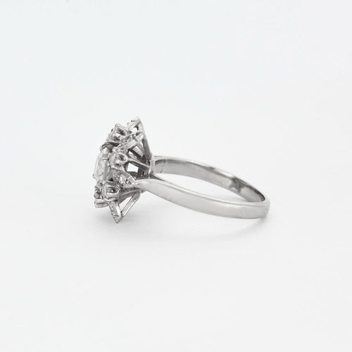 Bague 48 Bague Fleur en platine et or gris diamants 58 Facettes DV0629-1