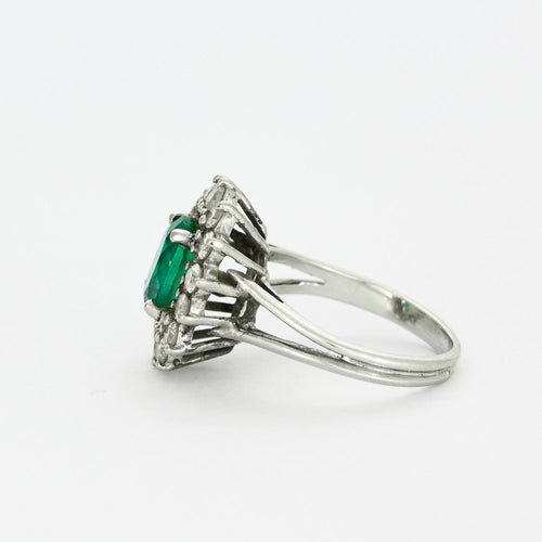 Bague 46 Bague marguerite or blanc, émeraude et diamants 58 Facettes DV0629-2