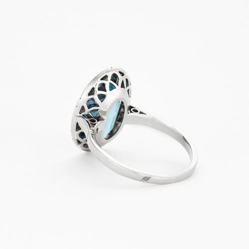Bague 49 Bague en or blanc pierre de synthèse et diamants taillés en rose 58 Facettes DV0631-1