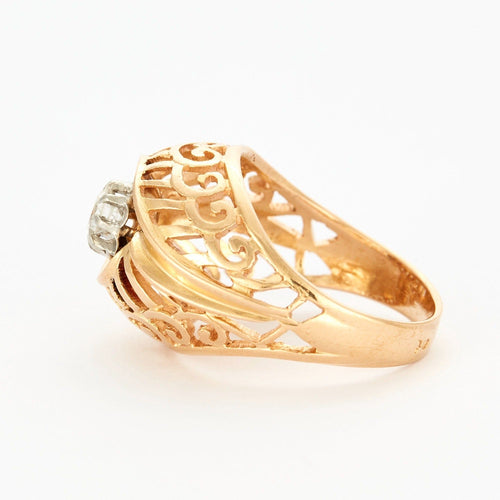 Bague 55 Bague platine, or jaune et diamants. 58 Facettes DV0633-1