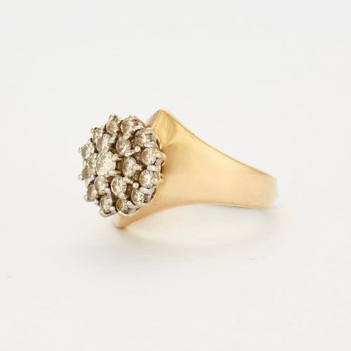 Bague 54 Bague fleur diamants sertis sur or jaune 14 carats 58 Facettes DV2289-4